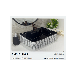 Lavabo de Cerámica Minimalista Alpha 1101 para Instalación en Encimera de Baño con Estilo - Product Image 1