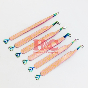 Eyelash Extension Tweezers Heart Design Cheetah Tweezers Stainless Steel Anti-Magnetic Sharp Tip 90 Degree Hand Tested Custom - Product Image 5