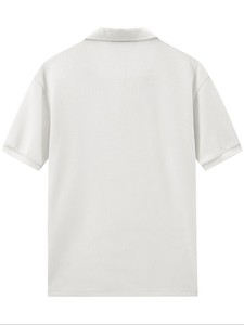 Chemise piqué blanche à manches courtes pour homme, couleur unie, respirante, en viscose/coton, séchage rapide, coupe décontractée élégante - Product Image 2
