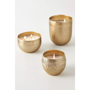 Portavelas de Latón con Tapa, Recipiente Metálico Dorado Resistente para Velas Luminosas, Decoración del Hogar - Product Image 4