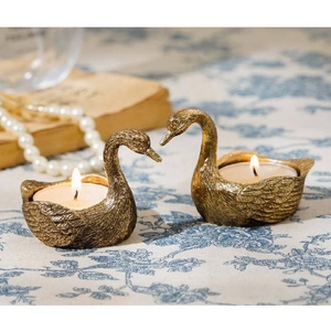 High Quality Gold Swan Tealight Candle Holders Set of 2 Decorative Metal <b>Stand</b> for <b>Tea</b> Light Candles Votive Candles - Product Image 2