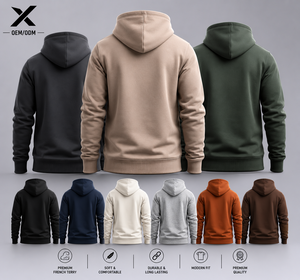 Sudadera con Capucha para Hombre X Sports City, Tejido y Peso 100% Felpa Francesa, Ajustable con Ojales Metálicos, Bolsillo Canguro, Puños Acanalados - Product Image 2