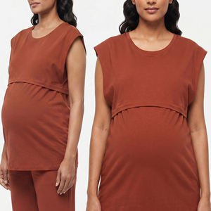 Camiseta sin mangas para maternidad, camiseta cómoda para amamantar, camiseta de maternidad para primavera y verano para mujer - Product Image 1