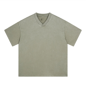 เสื้อยืดวินเทจสไตล์ลำลอง คอวี เรียบง่าย ทรงหลวม ระบายอากาศได้ดี ผ้าบาติก ซักแล้ว น้ำหนัก 250 กรัม ผ้าฝ้ายแท้ แขนสั้น สำหรับวัยรุ่น - Product Image 5