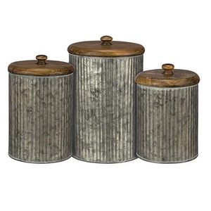 Nouveauté : Boîte de conservation alimentaire en métal de style américain avec couvercle en bois, idéale pour la cuisine - Product Image 3