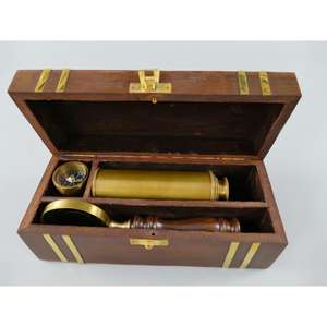 Télescope antique, loupe et boussole avec coffret cadeau de luxe personnalisé, support OEM - Product Image 3