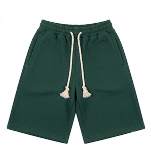 Pantalones cortos tipo Bermuda de algodón de color sólido para hombre, con cordón en la cintura y bolsillos, estilo casual, cintura media, tejido de punto - Product Image 6