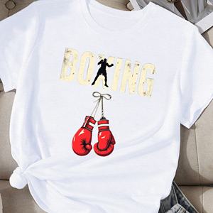 เสื้อยืดลำลองพิมพ์ลายโพลีเอสเตอร์สำหรับผู้หญิง BOXING สวมใส่สบาย - Product Image 2