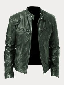 Chaqueta Bomber de Cuero Vacuno Marrón para Hombre, Cuello Camisero, Cierre de Cremallera, Estilo Vintage, Corte Regular, para Otoño - Product Image 4