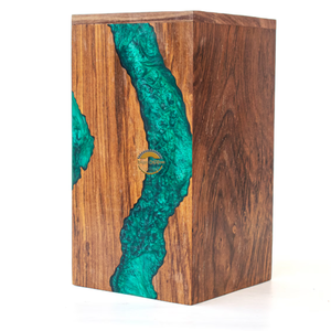 Ocean Inspired Resin & Natural Wood Cremation Urn Handmade Blue Wave Funeral Ashes <b>Box</b> by AYAANS - Product Image 5