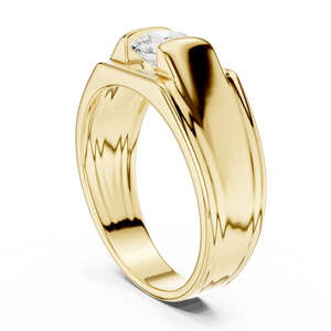 Bague de mariage solitaire pour homme en or jaune avec diamant de laboratoire – Bijou de luxe contemporain en or et diamant - Product Image 1