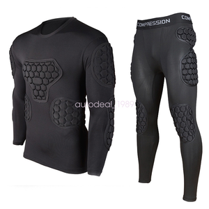 Performance Com Bat Padded Compression Shirts Pants <b>EVA</b> Goalie Impact Guard Set Moisture Wicking Padded Training Wear Kit - Product Image 5