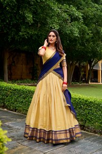 TENNECY Choli para Mujer, Elástico, Reversible, de Secado Rápido, Protección Solar, para Invierno, Diwali, Fiestas, Largo hasta el Tobillo, Kanchipuram Zari - Product Image 2