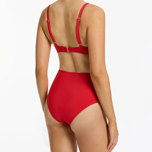 Whole Sale Cross Hanging High Waist Bikini Anti-Bacterial Micro Bra Solid Front Sexy Women Bandage Two Piece <b>Thong</b> Swimsuit - Product Image 2