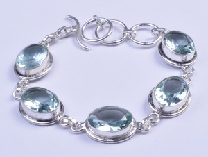 925 Sterling Silver Gemstone Bracelet, Faceted Crystal Gemstone Silver Jewelry, Antique Oxidized Jewelry Supplier wholesaler - Product Image 1