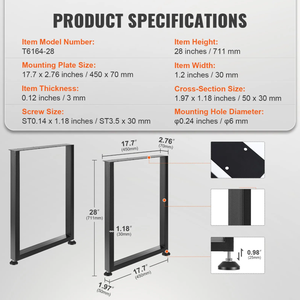 Stainless Steel Square Heavy Duty <b>Midcentury</b> Dining <b>Table</b> Legs-Easy Installation for Dining/Kitchen/Office Use EDPTBL000 - Product Image 1