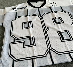 Maillot de football américain blanc à col en V pour homme Crestline, numéro 98, maille respirante, manches courtes, coupe classique - Product Image 6