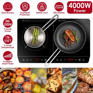 Fornello a Induzione Doppio da 4000W, Piano Cottura Elettrico Portatile a 2 Fuochi con Sensore Touch, Superficie in Ceramica Doppia - Product Image 1
