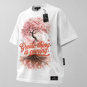 ผู้ผลิตเสื้อยืดคอตตอนพรีเมียมแบบกำหนดเอง เสื้อยืดโอเวอร์ไซส์ลายกราฟิกคุณภาพสูงสำหรับผู้ชายและผู้หญิง ดีไซน์ลายพิมพ์ต้นซากุระสุดอินเทรนด์ - Product Image 1