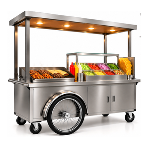Chariot à tacos mobile en acier inoxydable avec auvent, plaque chauffante et bac à ingrédients - Product Image 2