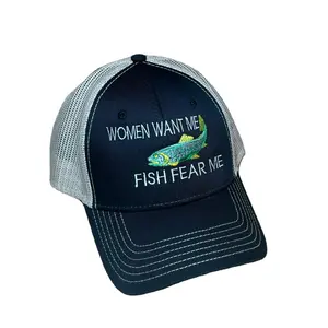 Frauen wollen mich Fisch fürchten mich Hüte benutzer definierte Logo benutzer definierte Hut Großhandel mit niedrigen MOQ Sport kappen Kopf bedeckung Vietnam Dad Caps
