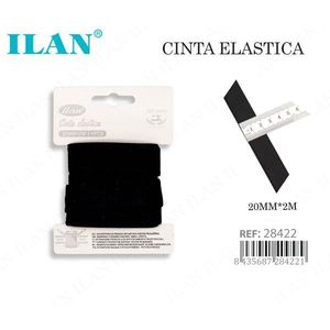 Fascia elastica Ilan 20 mm x 2 m nera per cucito e artigianato - Product Image 1