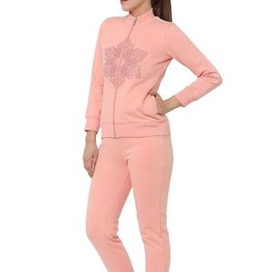 Conjunto Deportivo de 2 Piezas para Mujer, Estilo Urbano, Transpirable, 100% Algodón Felpa, Ecológico, Secado Rápido, Invierno, Color Sólido, Bordado - Product Image 1