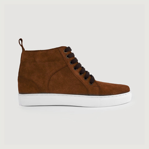 Wholesale Stylish High <b>Top</b> Brown Suede Genuine Leather Sneakers for Men Casual Fashion High Quality OEM Brand Men's Dress Shoes - Product Image 2