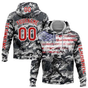 Sudadera con Capucha de Forro Polar con Camuflaje Personalizado, Estampado de Bandera Americana, Nombre y Número Personalizados, Transpirable, de Poliéster, Unisex, Informal para Invierno - Product Image 6