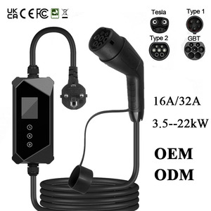 Nouvelle station de recharge pour véhicules électriques OEM ODM GBT 7kW/11kW, norme chinoise, AC 230V, portable, courant réglable, fonctions intelligentes - Product Image 1