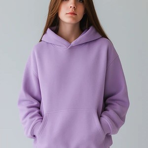 Sweat-shirt rose oversize à capuche, couleur unie, poche avant, coupe ample, unisexe, hiver, 100% coton, molleton bouclette français, anti-boulochage - Product Image 4