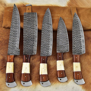 Ensemble de couteaux de chef en acier Damas faits à la main pour une construction durable, collection de couteaux de cuisine artisanaux forgés de qualité supérieure - Product Image 3