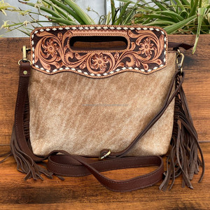 Bolso bandolera con flecos de piel de vaca a mano de lujo personalizado, fabricante de bolsos de hombro con asa superior de cuero genuino para mujer - Product Image 3