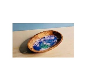 Classy High Quality Wood And Resin Oval <b>Soap</b> Dish With Blue Green Resin Pattern Eco-Friendly Bath Accessory <b>Simple</b> Design - Product Image 1