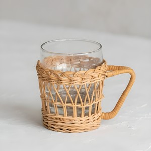 Vente en gros gobelets de tailles personnalisées gobelets à vin boisson champagne verre à couvercle en rotin tasse à boisson avec poignée - Product Image 3