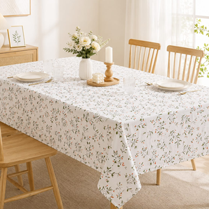 Floral Printed Cotton Tablecloth | Elegant <b>Dining</b> <b>Table</b> <b>Cover</b> for Home Kitchen Party Wedding & Hotel | Washable Decorative <b>Table</b> - Product Image 1