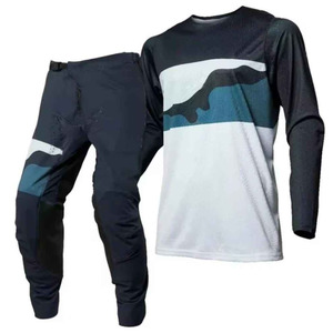 Combinaison de course moto pour homme, ensemble maillot et pantalon à manches longues, gris, orange, noir, impression par transfert thermique, séchage rapide, anti-UV, respirant - Product Image 4