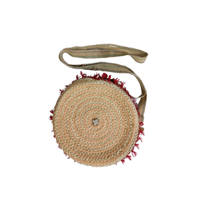 Sac rond en jute naturel, sac fourre-tout écologique fait à la main pour le shopping - Product Image 1
