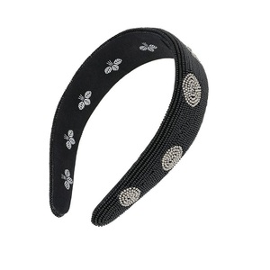 Diadema de moda con cuentas bordadas para fiestas, diadema premium con cuentas y detalles florales bordados. - Product Image 3