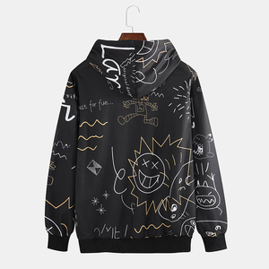 เสื้อฮู้ดดี้ลายกราฟฟิตีแบบกำหนดเอง พิมพ์ลายแบบซับลิเมชั่นทั้งตัว เสื้อสตรีทแวร์แบบสวมหัว ผลิตแบบ OEM - Product Image 2