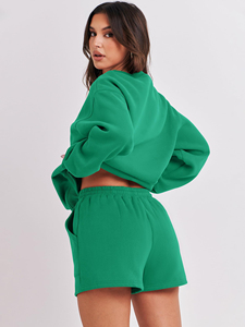 New Arrival Casual Summer Women's Sleeveless Sweatshirt Hoodie Polyester/Cotton Ripped 2 Piece Shorts <b>Set</b> Custom Logo Printing - Product Image 5