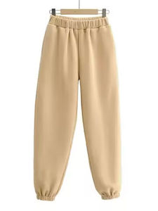 Pantalon de survêtement en molleton pour homme, taille élastique, poches latérales, décontracté, automne, mi-lourd, tricoté, gris, noir, marron - Product Image 3