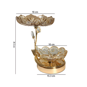 Elegante Juego de Tazones Decorativos de Vidrio de 2 Niveles con Base de Metal y Detalles de Cristal, Perfecto para Centro de Mesa y Decoración de Mesa - Product Image 2