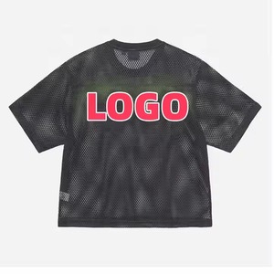 Wholesale Custom Streetwear Crop Oversized Vintage Boxy Fit Football Jerseys Streetwear Boxy MeshT-shirt Soccer Football Jerseys - Product Image 1