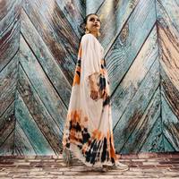 2025 nouveau Sexy Kimono Robe longue Kimono Robe été unisexe Kimono grandes femmes vacances vacances Look cravate teinture Kimono