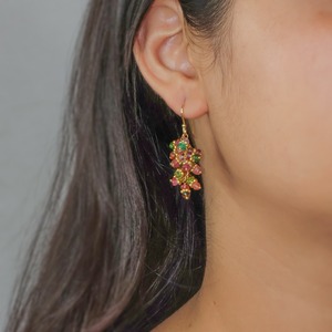 Natural Tourmaline Cluster Drop <b>Earrings</b> 925 Silver <b>Gold</b> Plated Handmade <b>Dangle</b> <b>Earrings</b> for Wedding Party Trendy Gift - Product Image 2