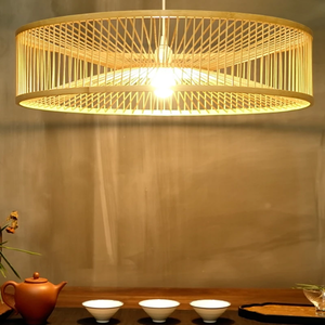 Abat-jour en bambou et rotin fait main, luminaire pour décoration intérieure de style côtier - Product Image 4