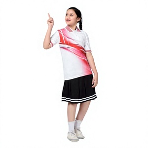 Diseño personalizado Ropa deportiva Vestido estándar para niñas en la escuela Uniforme deportivo Impreso Diseñador Camiseta Falda plateada - Product Image 1