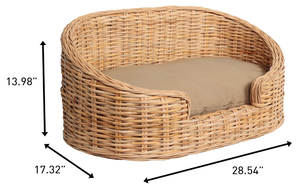 Artex Hai Nam Handwoven Eco-Friendly Soft Rattan Portable Pet Bed for Dogs/Cats/Rabbits <b>Removable</b> Washable Cushion - Product Image 5