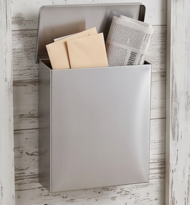 Boîte aux lettres murale élégante en argent galvanisé, polie, avec compartiment à journaux et espace de rangement pour colis - Product Image 5